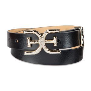 Women's Hammered Double-e Plaque Buckle, Black, Small🦛